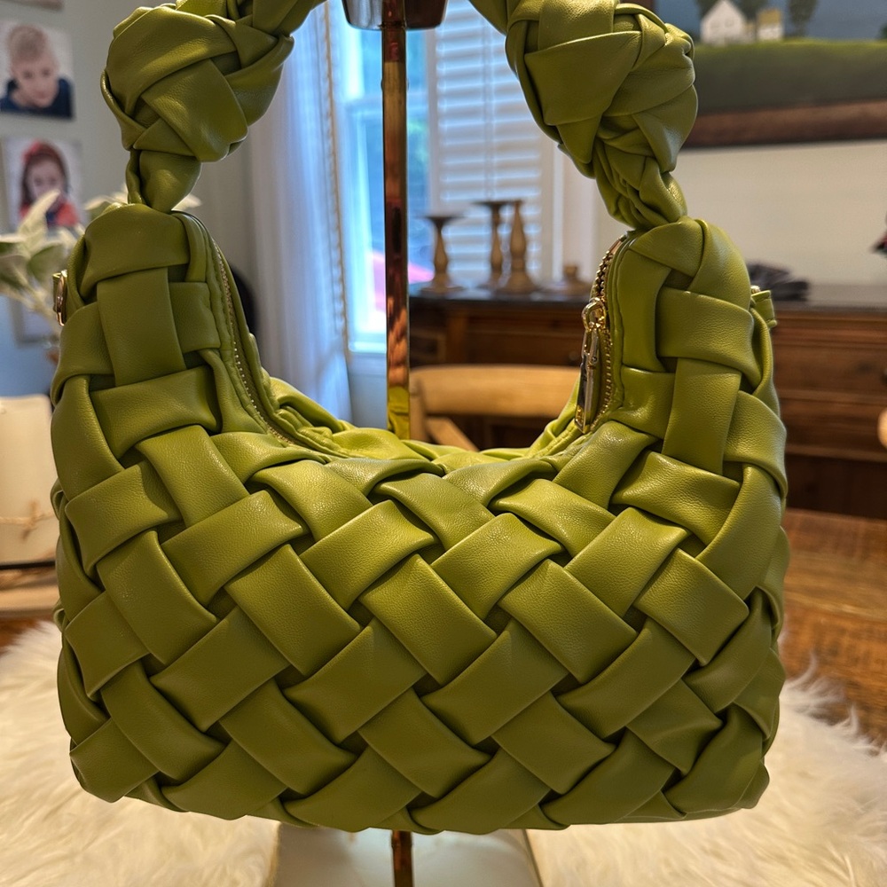 Urban Expressions Stylish Green Woven Handbag